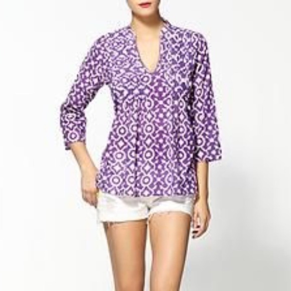 Roberta Roller Rabbit Tops - Roberta Roller Rabbit Irina Top Pleated Cotton Blouse